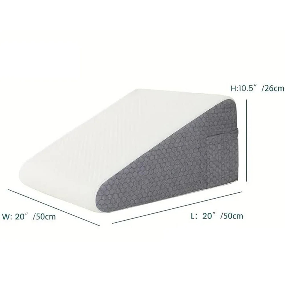 Oreiller Wedge Triangle en Mousse Mémoire – Anti-Ronflement, Soulagement Jambes & Dos, Sommeil Réparateur