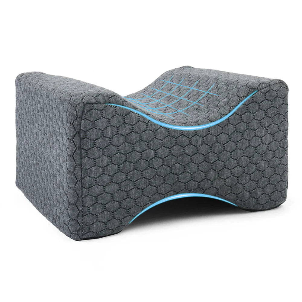 Oreiller Genoux Mémoire de Forme avec Sangle – Alignement Hanches & Soulagement Jambes, Dos et Sciatique