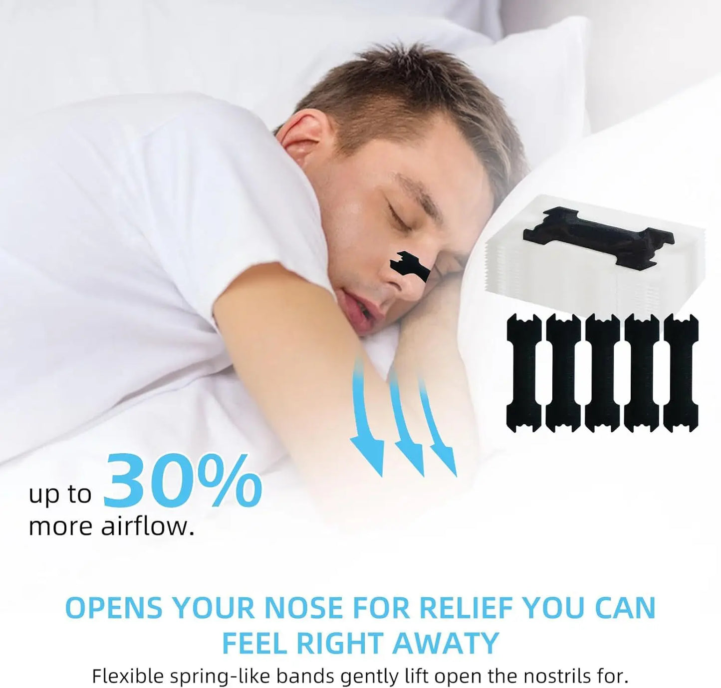 Bandelettes Nasales Anti-Ronflement – Respiration Améliorée & Sommeil Réparateur (10/30/60 PCS)