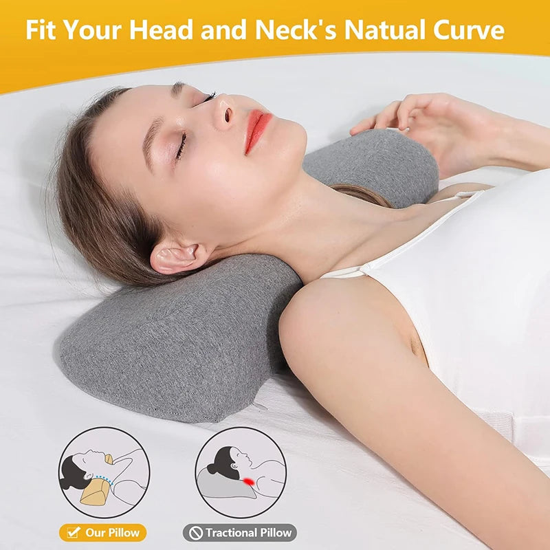Oreiller Cervical Ergonomique Mémoire de Forme – Soulagement des Douleurs Cervicales & Sommeil Réparateur