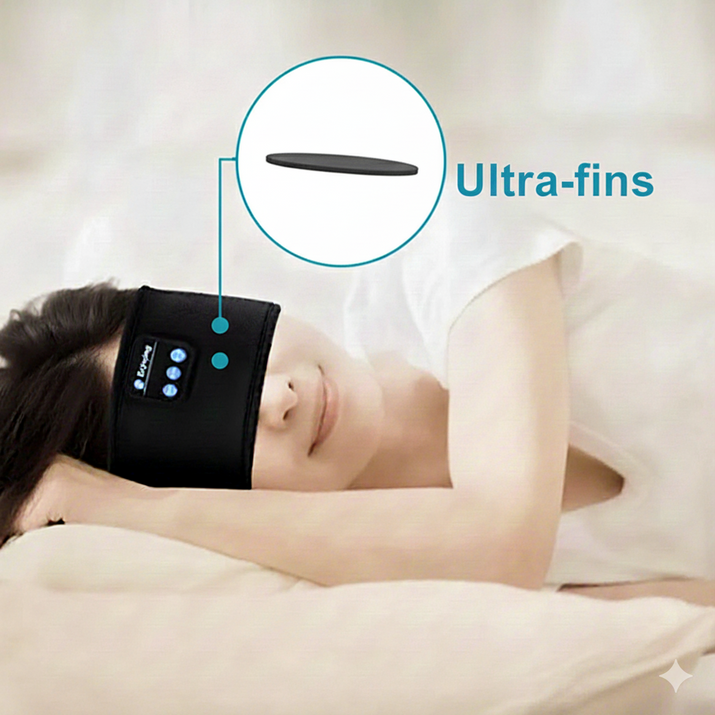 Retrouvez le sommeil avec notre bandeau audio Bluetooth : design ultra-fin, haut-parleurs intégrés et commandes faciles. Idéal pour dormir, voyager ou méditer.