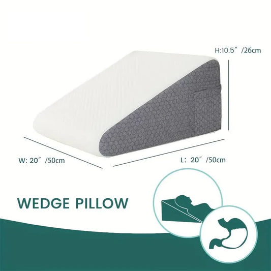 Oreiller Wedge Triangle en Mousse Mémoire – Anti-Ronflement, Soulagement Jambes & Dos, Sommeil Réparateur