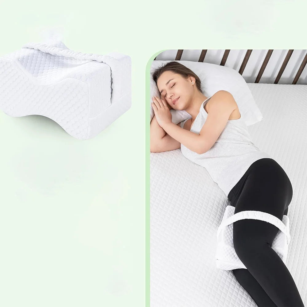 Oreiller Latéral Mémoire de Forme avec Sangles – Alignement Jambes & Genoux, Soulagement Dos et Hanches