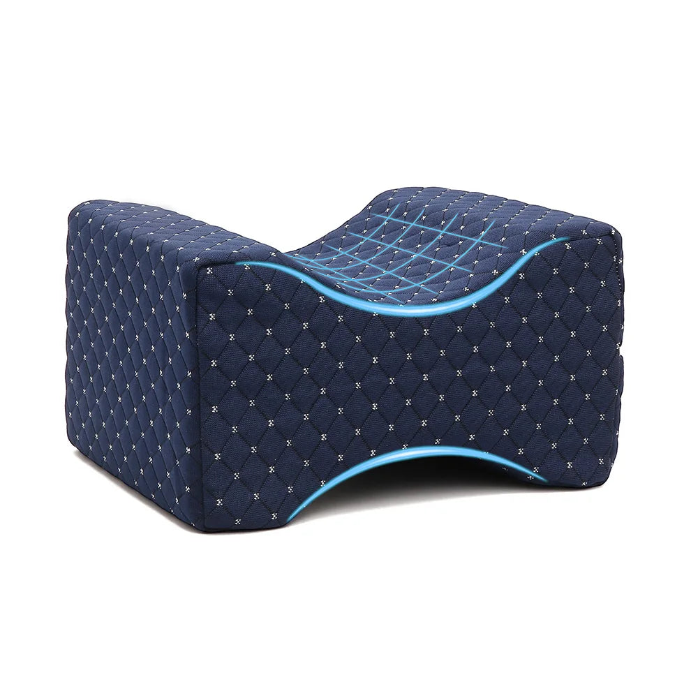 Oreiller Genoux Mémoire de Forme avec Sangle – Alignement Hanches & Soulagement Jambes, Dos et Sciatique