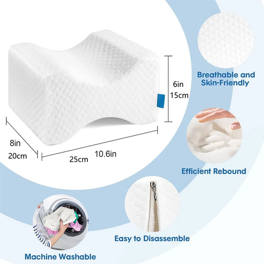 Oreiller Genoux Mémoire de Forme avec Sangle – Alignement Hanches & Soulagement Jambes, Dos et Sciatique