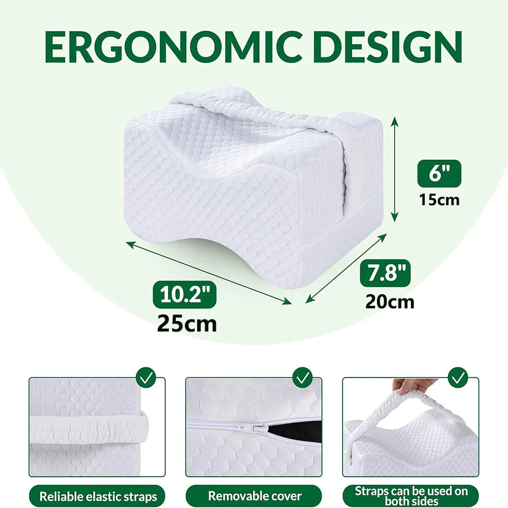 Oreiller Latéral Mémoire de Forme avec Sangles – Alignement Jambes & Genoux, Soulagement Dos et Hanches