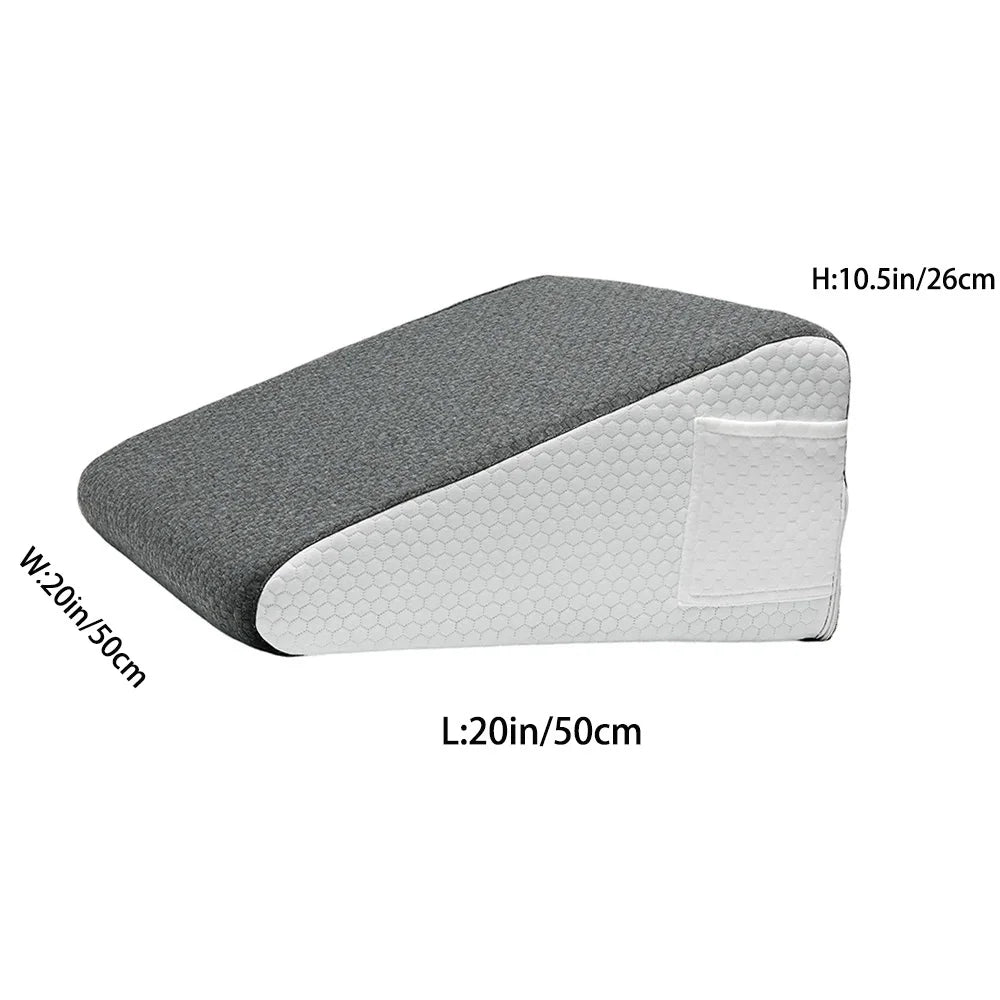 Oreiller Wedge Triangle en Mousse Mémoire – Anti-Ronflement, Soulagement Jambes & Dos, Sommeil Réparateur