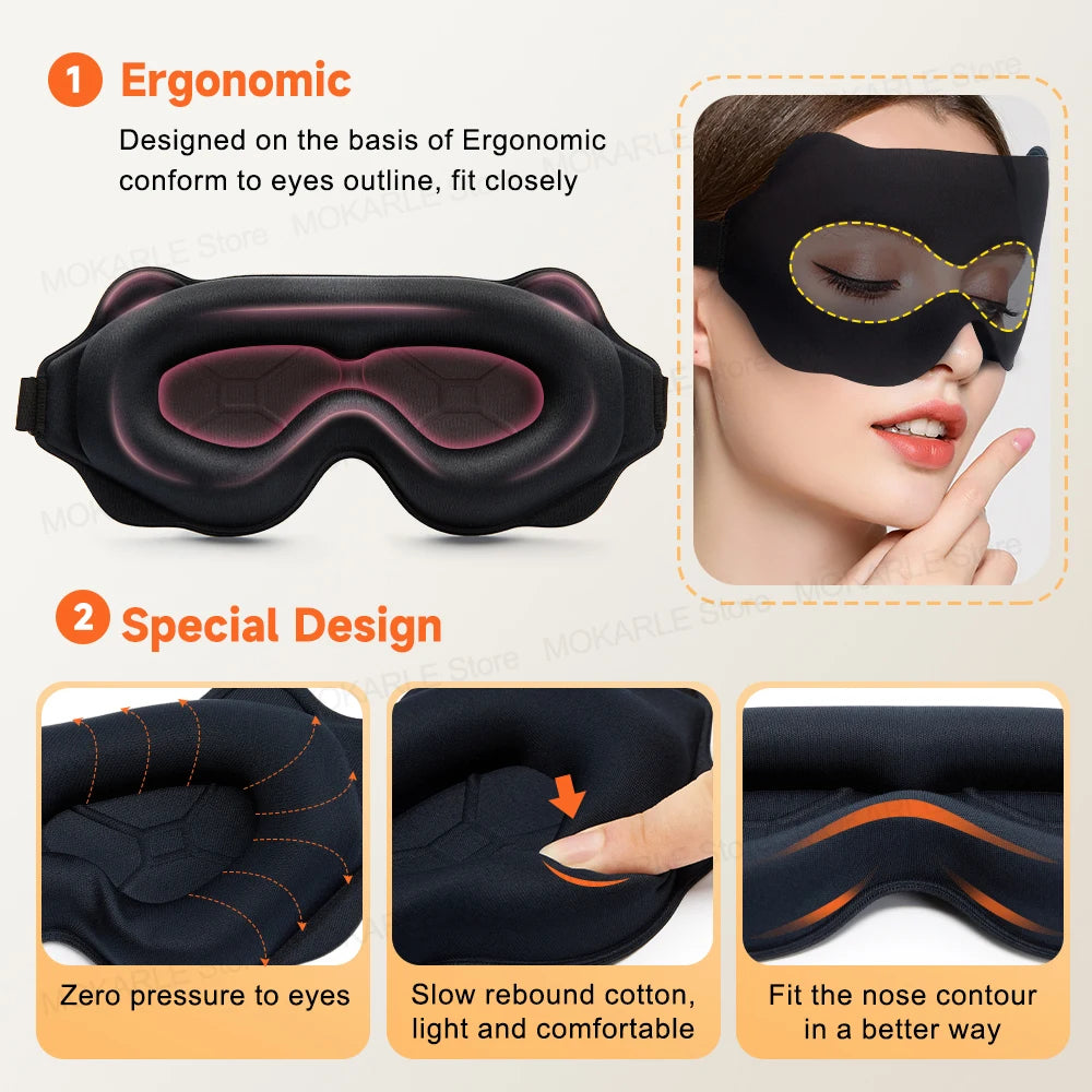 Masque de Sommeil 3D – Obscurité Totale & Confort Ultra-Doux