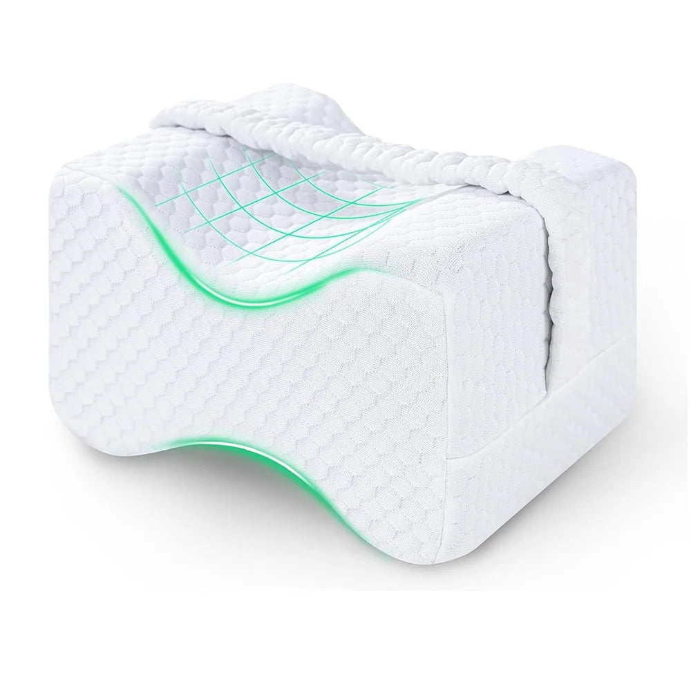 Oreiller Latéral Mémoire de Forme avec Sangles – Alignement Jambes & Genoux, Soulagement Dos et Hanches